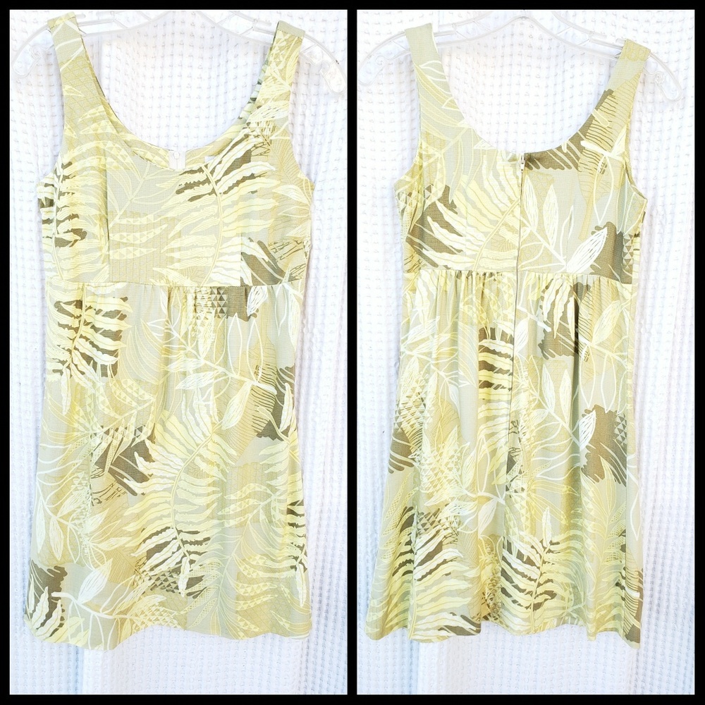 Hawaiian summer dress 100% rayon greenish yellow